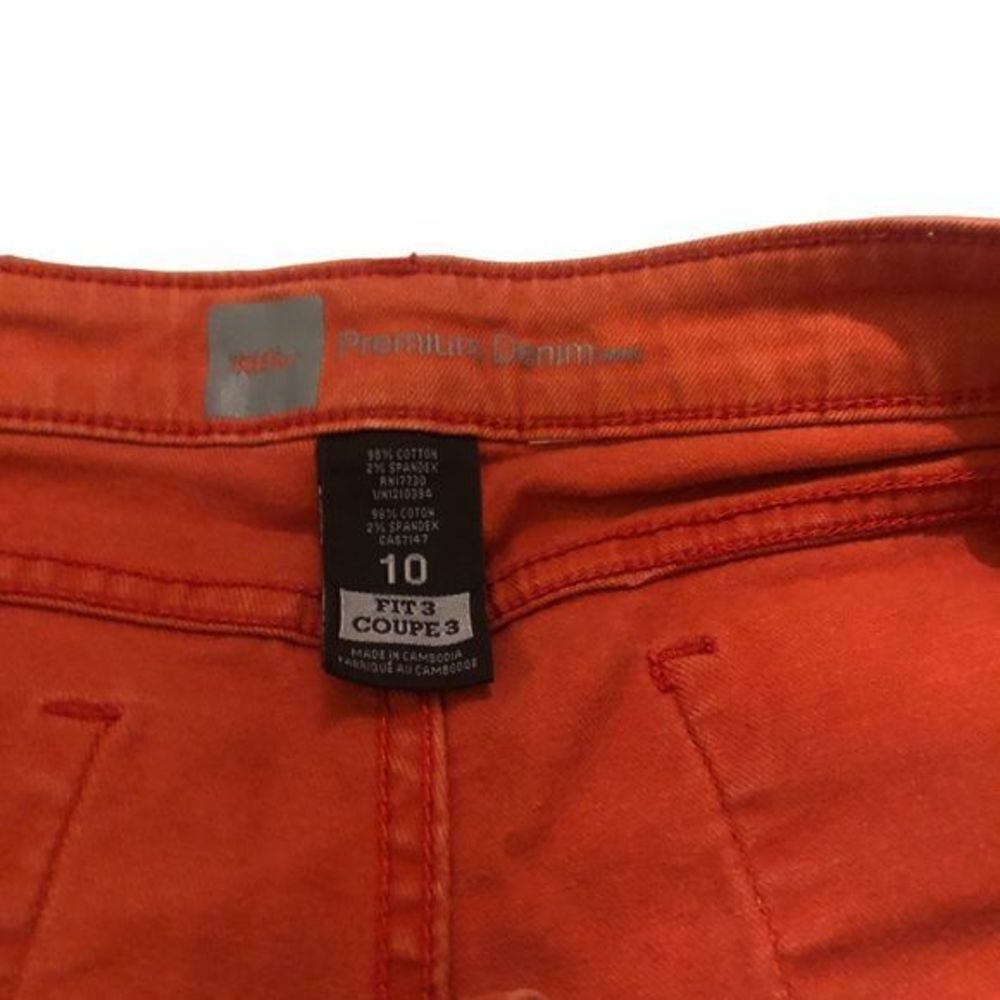 Premium Denim Frayed Hem Burnt Orange Shorts w/‎ Pocket Stud Detail Size 10 - Picture 4 of 4